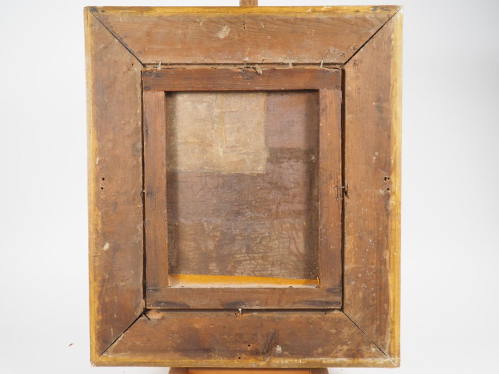 H. GROSSO.  "jeune femme à son ouvrage" Huile sur toile, signée en bas