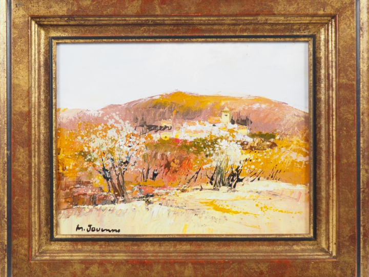 Michel JOUENNE. "Printemps". Huile sur toile signée en bas à gauche, c
