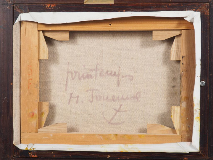 Michel JOUENNE. "Printemps". Huile sur toile signée en bas à gauche, c