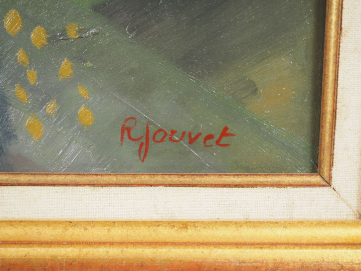 Robert JOUVE. "Paysage". Huile sur isorel, signée en bas à droite. Dim