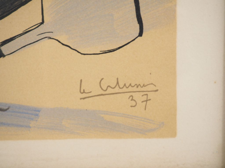 LE CORBUSIER. "Composition". Lithographie en couleur signée en bas à d