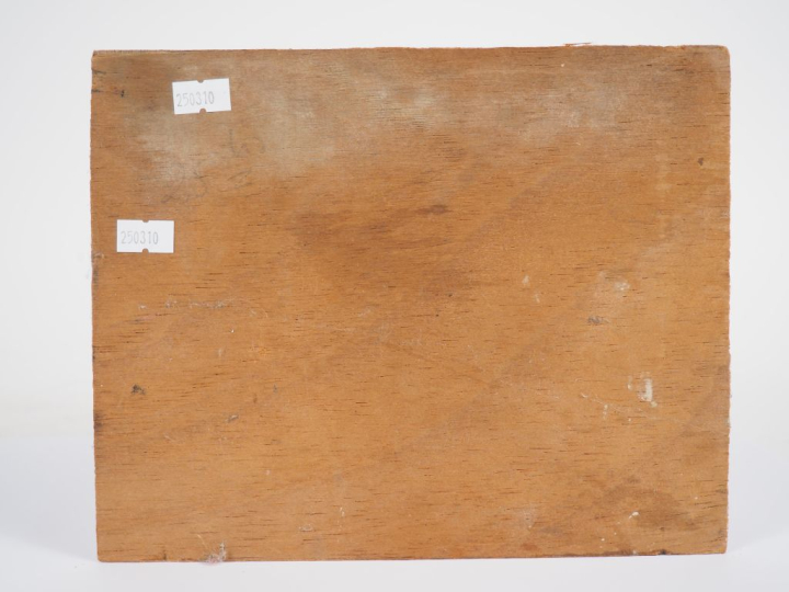 Guy LEMM. "Scène d'interieur". Huile sur panneau, signée en bas à droi