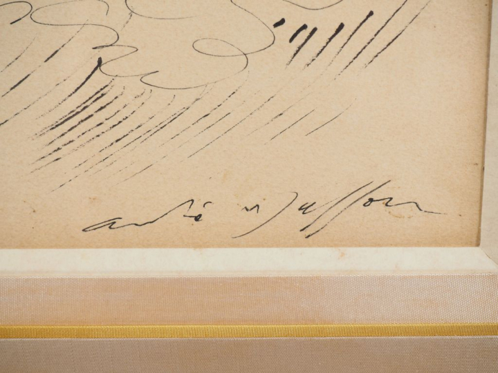André MASSON. "nue érotique". Encre signée en bas à droite. Provenance