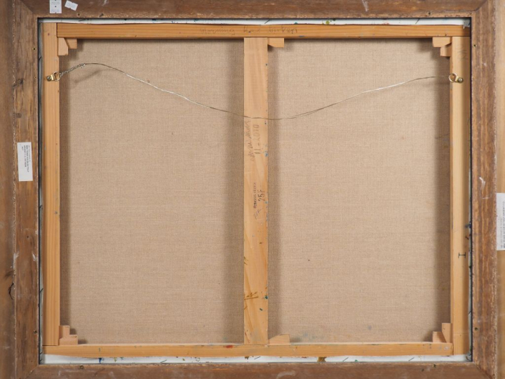 OKX.  "abstraction bleue" Huile sur toile, signée en bas à droite Dim.