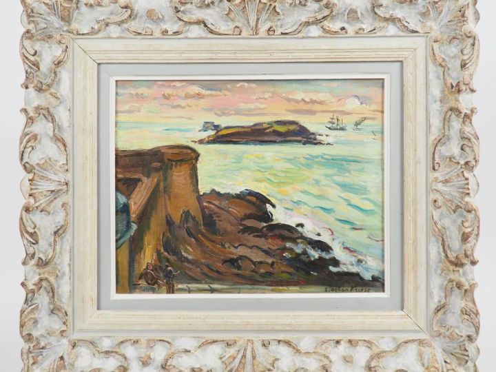 Emile OTHON FRIESZ (1879-1949) "Vue du Grand Bé à Saint-Malo" Huile su