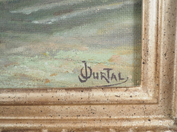 Jacques OURTAL. "Servant de messe allumant un cierge". Huile sur isore