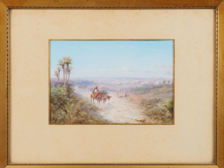 Vente aux enchères Paul PASCAL. "Bédouins en Afrique du Nord". Aquarelle, signée en bas à
