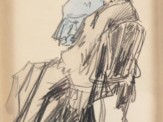 Vente aux enchères RENEFER. "maternité" Dessin signé en bas à gauche Dim: 19 X 13,5 cm