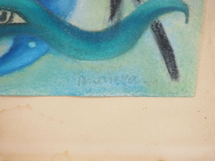 SALEZA.  "Peche sous marine" Pastel, signé en bas à droite Dim. 50 x 3