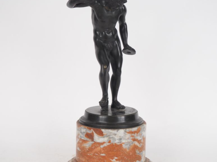 Ecole italienne XIXème d'après les bronzes du Vatican. "Faune aux cymb