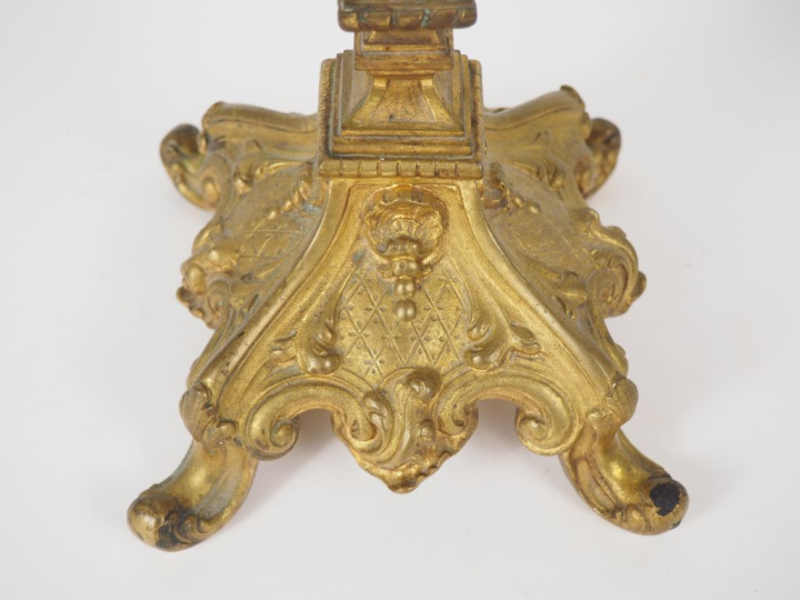 Paire de candélabres Napoléon III de style Louis XIV en bronze et marq