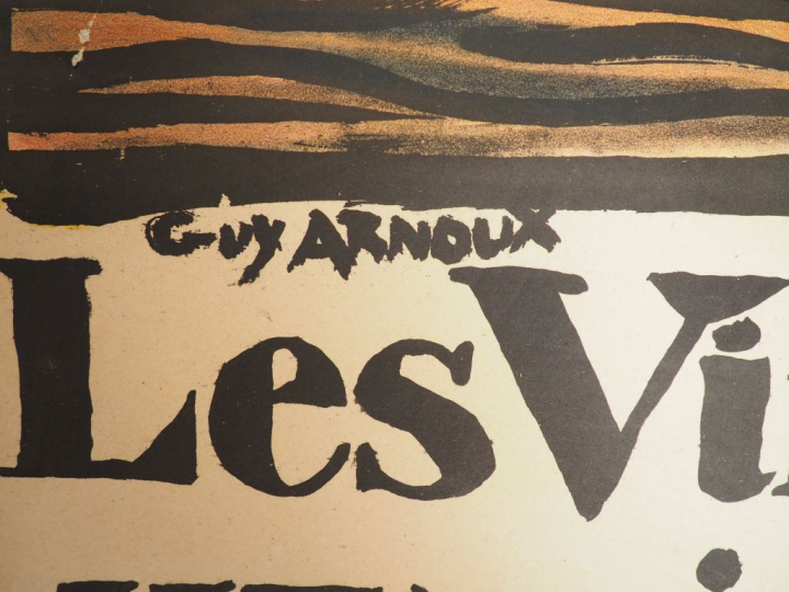 Guy ARNOUX. "Les vins de Bourgogne". Affiche entoilée, imrimerie Devam