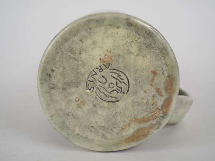 Jacques THIVAUD, ARNIS.  Pichet en faience à décor de chevreaux.  Sign