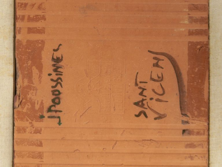 J. POUSSINES à San Vicens Carreau en céramique polychrome figurant une