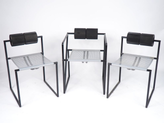 Vente aux enchères Mario BOTTA pour Alias Italy. 4 fauteuils "Seconda"  en acier laqué gr