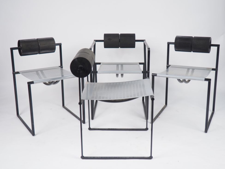 Mario BOTTA pour Alias Italy. 4 fauteuils "Seconda"  en acier laqué gr