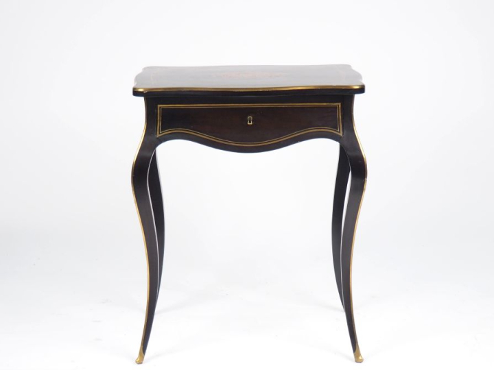 Travailleuse Napoléon III de style Louis XV en marqueterie boule et fi