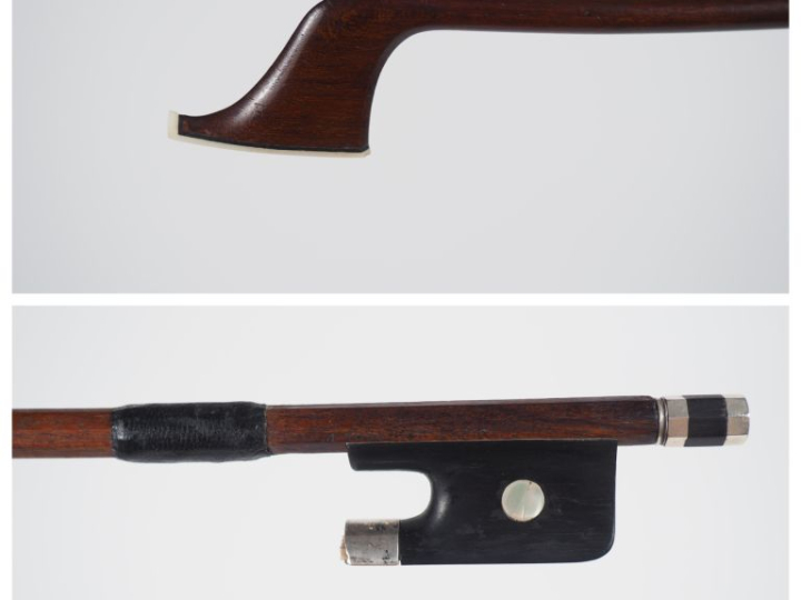 Archet de violoncelle	 fait par Louis Bazin en pernambouc monté argent