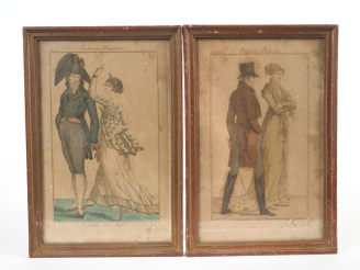Vente aux enchères Paire de gravures de mode fin XIXème, "costume parisien". Dim. (à vue)