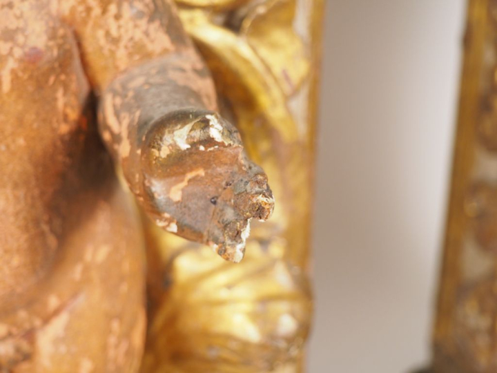 Paire de sellettes italiennes fin XVIIIème début XIXème en bois polych