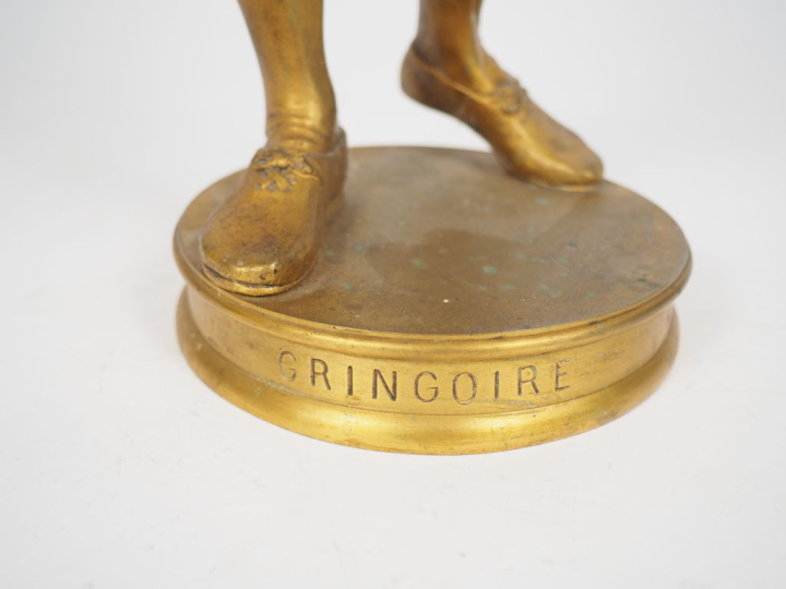 P. FILHASTRE.  "Gringoire". Sculpture en bronze doré. Signée. H. 43,5 