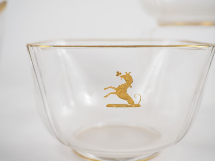 Jatte à crème Napoléon III en cristal, à décor de monogramme et de lis