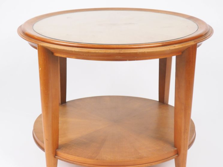 ARBUS.  Mobilier de salon en placage de sycomore, garniture de velours