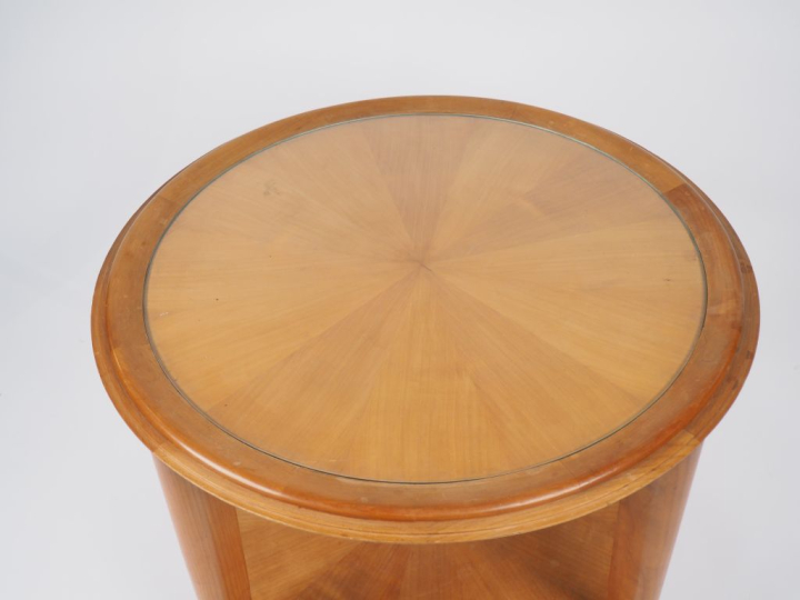 ARBUS.  Mobilier de salon en placage de sycomore, garniture de velours