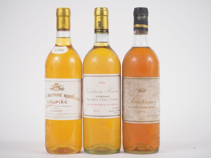 3 BOUTEILLES : 1 SAUTERNES 1975 LB - 1 CHÂTEAU HAURA CÉRONS 1989 - 1 C