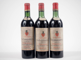 Vente aux enchères 3 BOUTEILLES CHÂTEAU LA COMMANDERIE POMEROL - 1964 - 1 BON NIVEAU/1 BG