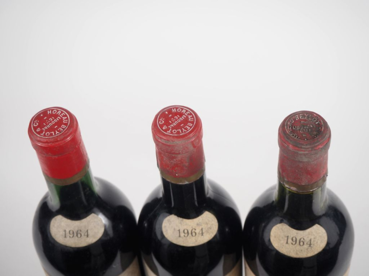 3 BOUTEILLES CHÂTEAU LA COMMANDERIE POMEROL - 1964 - BG/ES