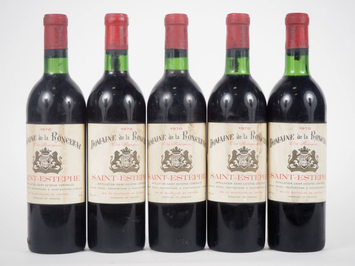 5 BOUTEILLES DOMAINE DE LA RONCERAY CB ST ESTÈPHE - 1970 - 2 BG/ELS 