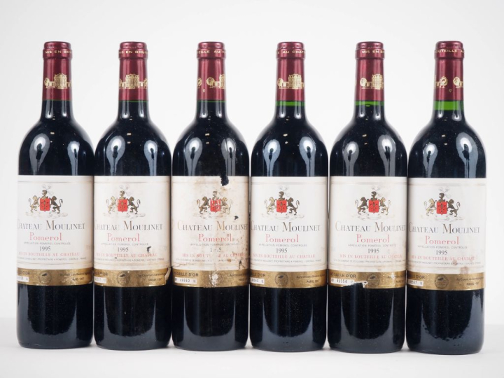 6 BOUTEILLES CHÂTEAU MOULINET POMEROL - 1995 - 1 EA/2 ELA 