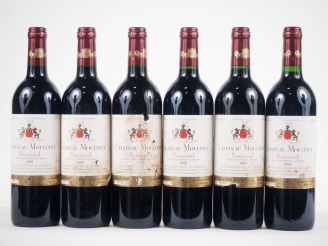 Vente aux enchères 6 BOUTEILLES CHÂTEAU MOULINET POMEROL - 1995 - 1 EA/2 ELA 