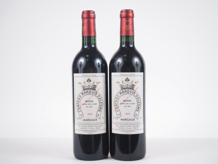 2 BOUTEILLES CHÂTEAU MARQUIS D'ALESME GCC MARGAUX - 2000 