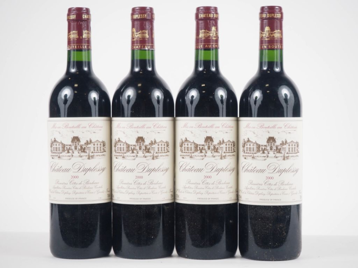 4 BOUTEILLES CHÂTEAU DUPLESSY 1eres CÔTES DE BORDEAUX - 2000