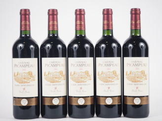 Vente aux enchères 5 BOUTEILLES CHÂTEAU PICAMPEAU LUSSAC ST ÉMILION - 2005 - 1 BG