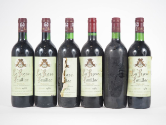 Vente aux enchères 6 BOUTEILLES LA ROSE PAUILLAC : 1 de 1982/1 de 1983/1 de 1985/2 de 198
