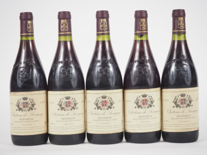 5 BOUTEILLES MONTHÉLIE CHÂTEAU DE SAVIGNY PIERRE LAFOREST - 1990 - ELS