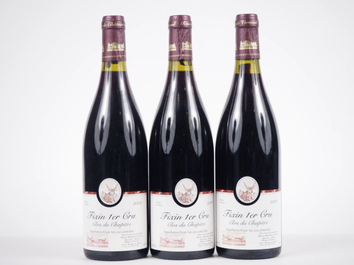 3 BOUTEILLES FIXIN 1er CRU "CLOS DU CHAPITRE" MAURICE BIDOUILH - 2004