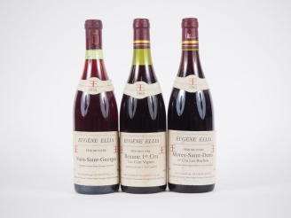 Vente aux enchères 3 BOUTEILLES EUGÈNE ELLIA : 1 NUITS ST GEORGES 1973 1,8 CM - 1 MOREY S