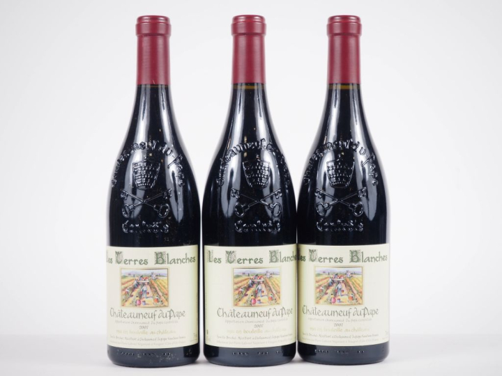 3 BOUTEILLES CHÂTEAUNEUF DU PAPE "LES TERRES BLANCHES" FAMILLE BRECHET