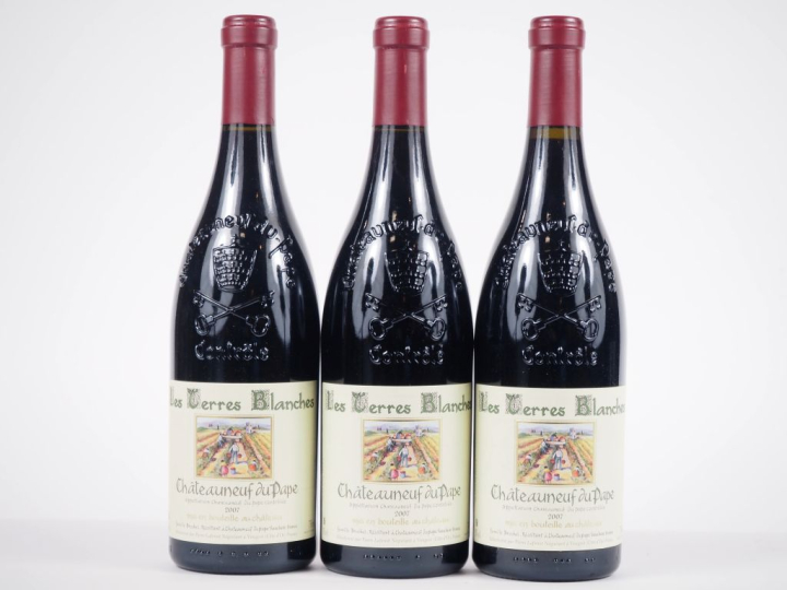 3 BOUTEILLES CHÂTEAUNEUF DU PAPE "LES TERRES BLANCHES" FAMILLE BRECHET