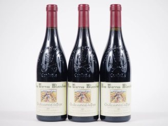 Vente aux enchères 3 BOUTEILLES CHÂTEAUNEUF DU PAPE "LES TERRES BLANCHES" FAMILLE BRECHET