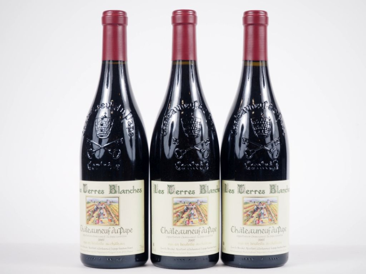 3 BOUTEILLES CHÂTEAUNEUF DU PAPE "LES TERRES BLANCHES" FAMILLE BRECHET