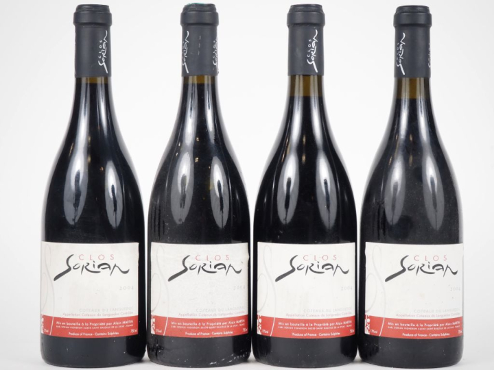 4 BOUTEILLES CLOS SORIAN COTEAUX DU LANGUEDOC - 2004 - ELS/2 ETIQUETTE