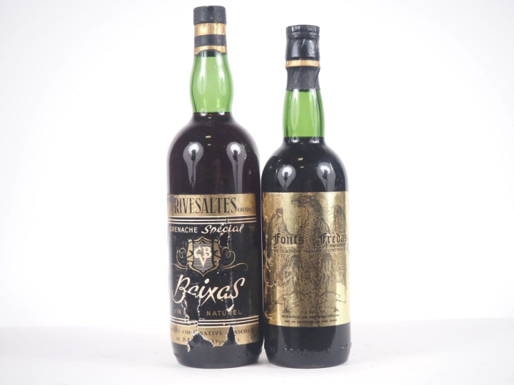 2 BOUTEILLES : 1 BOUTEILLE FONTS FRÈDAS MAURY/1 BOUTEILLE RIVESALTES "