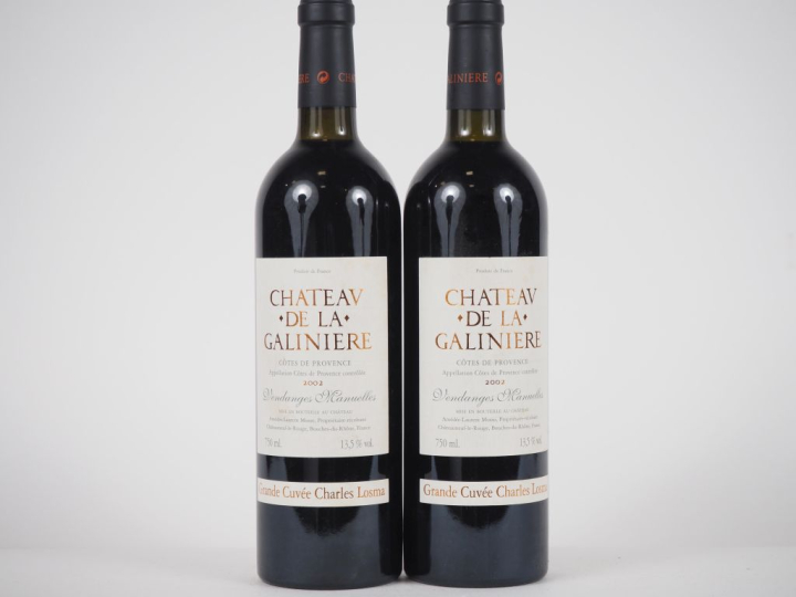 2 BOUTEILLES CHÂTEAU DE LA GALINIERE "GRANDE CUVÉE CHARLES LOSMA" CÔTE