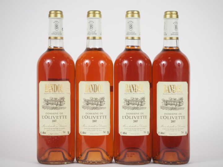 4 BOUTEILLES DOMAINE DE L'OLIVETTE ROSÉ BANDOL - 2007 - 1 ETLT