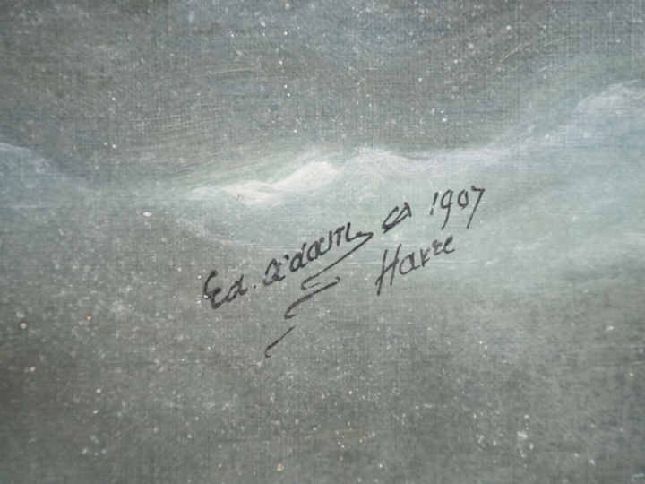 E. ADAM.  "le yacht" Huile sur toile, signée en bas à droite, située a